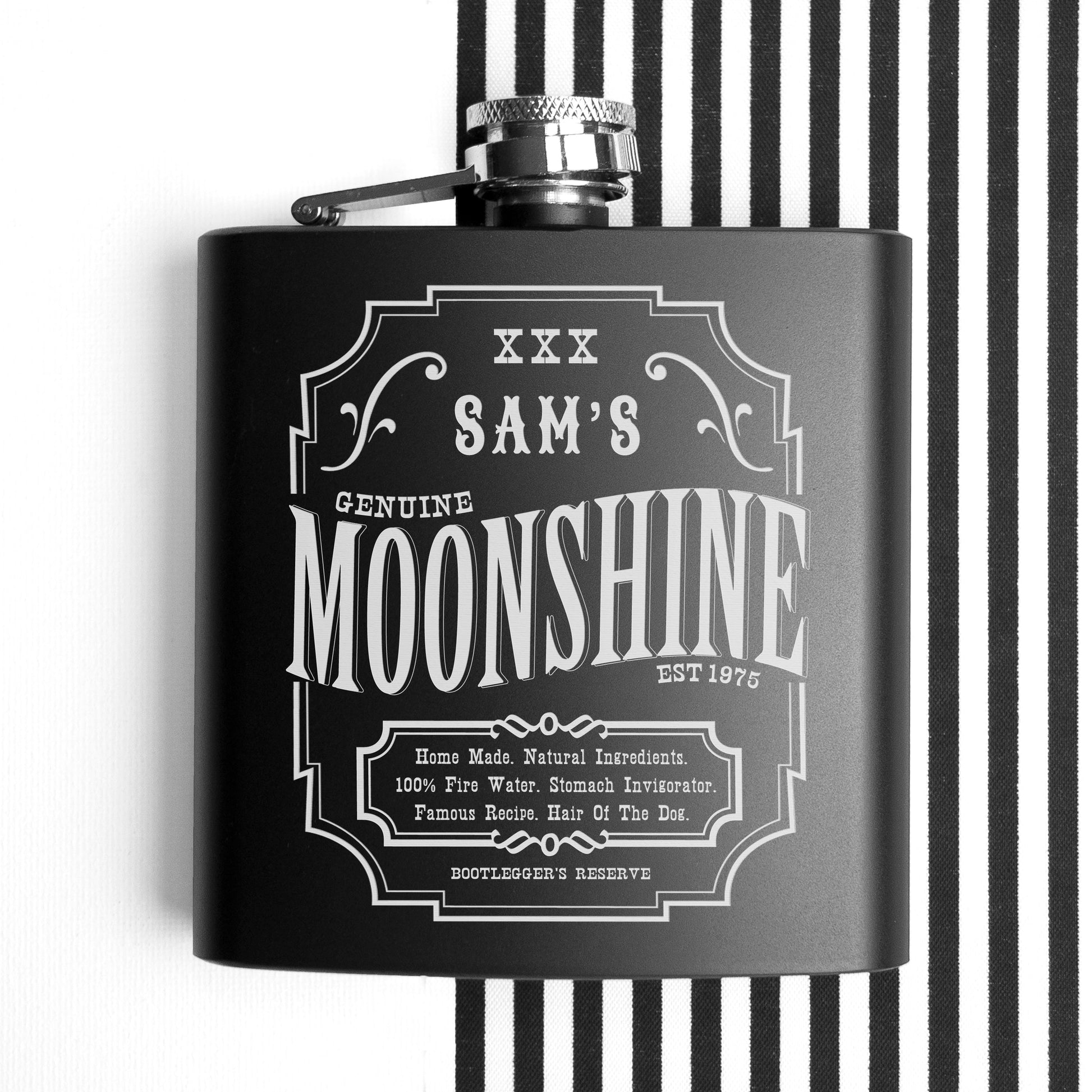 Personalized Vintage Moonshine Hip Flask  Hip Flasks Deeply Engraved