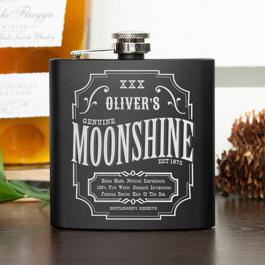 Personalized Vintage Moonshine Hip Flask  Hip Flasks Deeply Engraved
