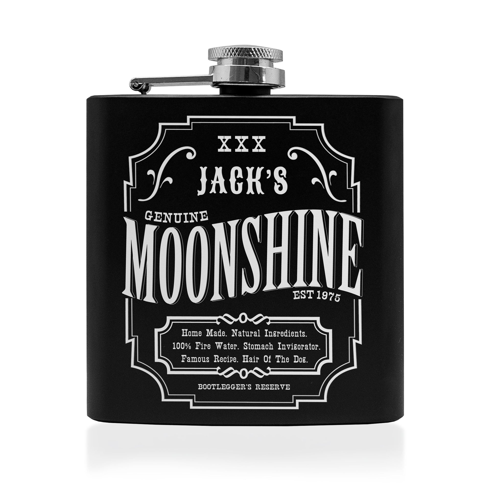 Personalized Vintage Moonshine Hip Flask  Hip Flasks Deeply Engraved
