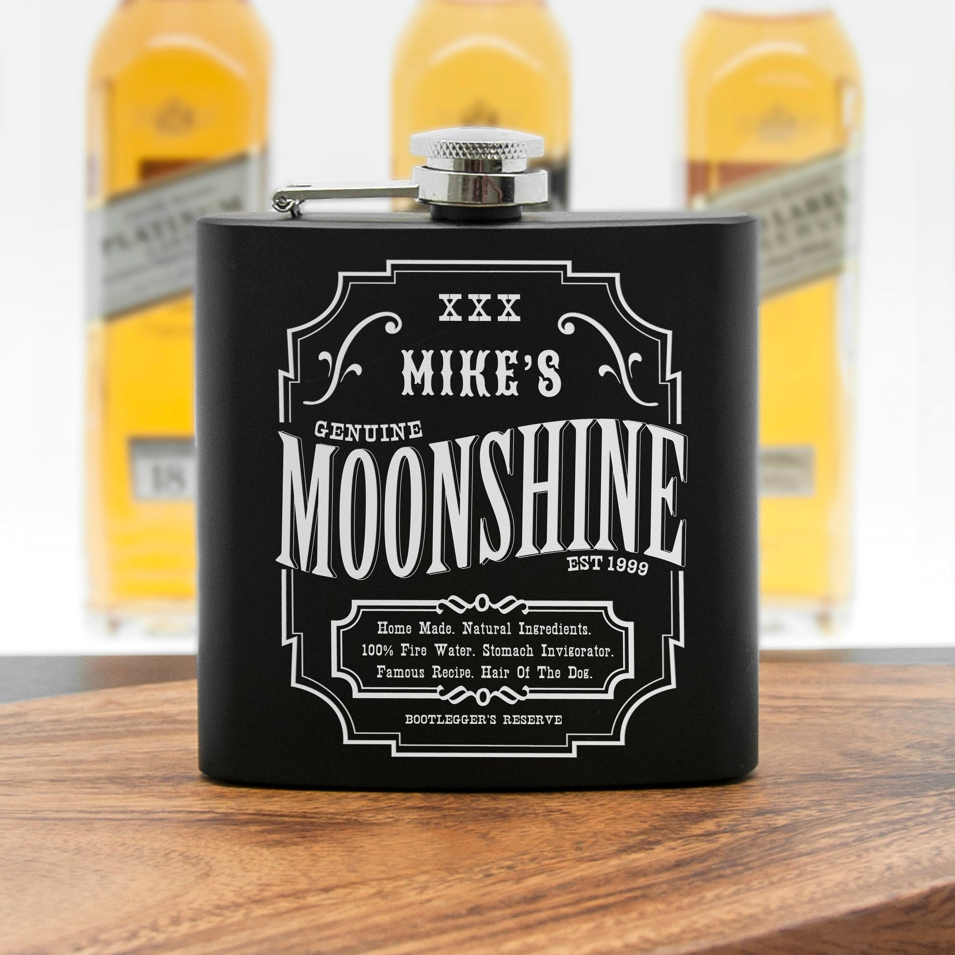 Personalized Vintage Moonshine Hip Flask  Hip Flasks Deeply Engraved