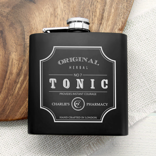 Personalized Vintage Tonic Hip Flask  Hip Flasks Deeply Engraved