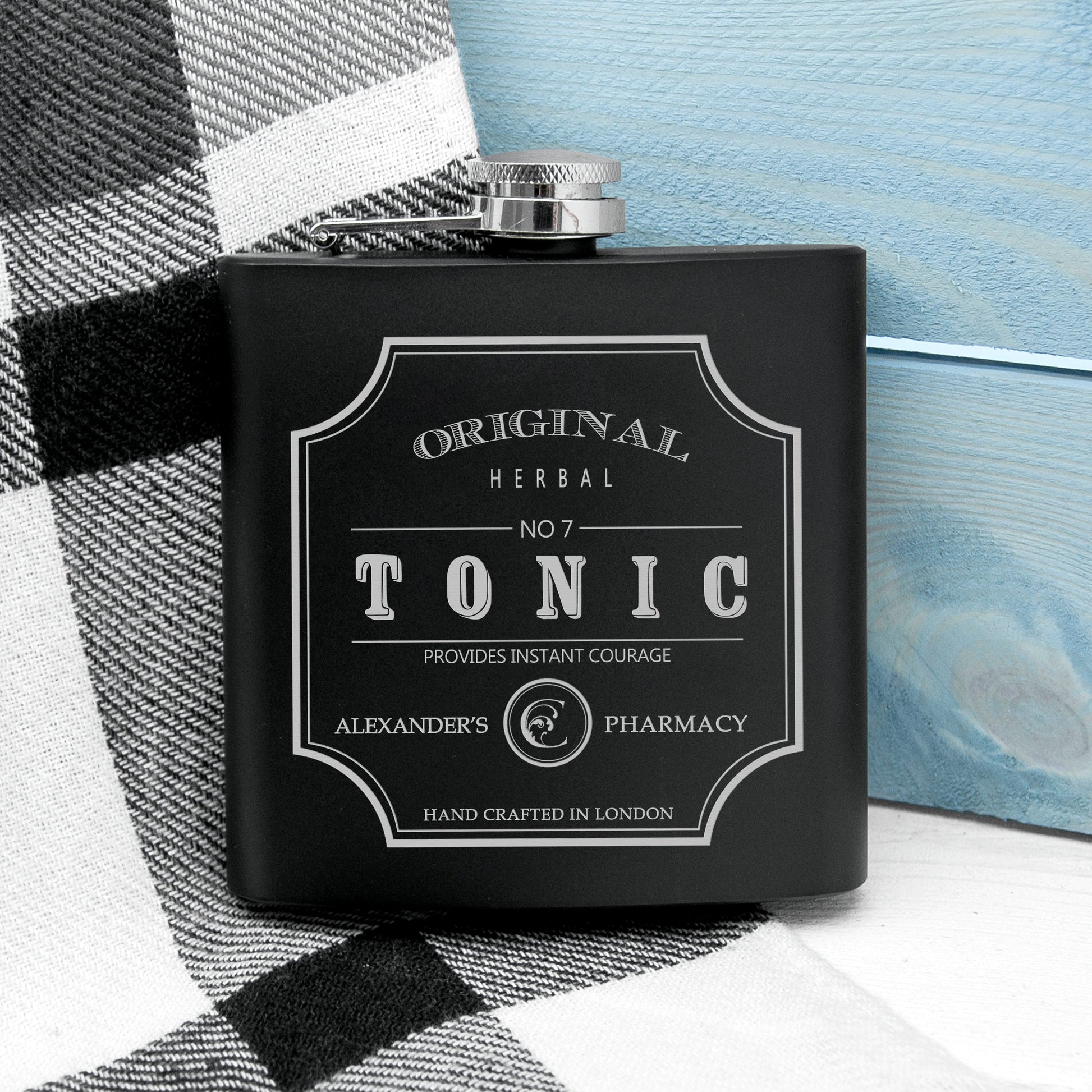 Personalized Vintage Tonic Hip Flask  Hip Flasks Deeply Engraved