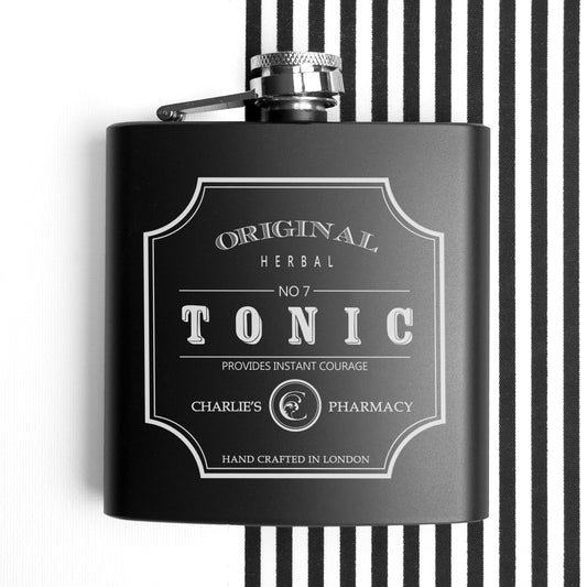 Personalized Vintage Tonic Hip Flask  Hip Flasks Deeply Engraved