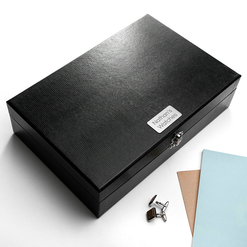 Personalized Watch and Cufflinks Box  Watch and Cufflinks Boxes Deeply Engraved