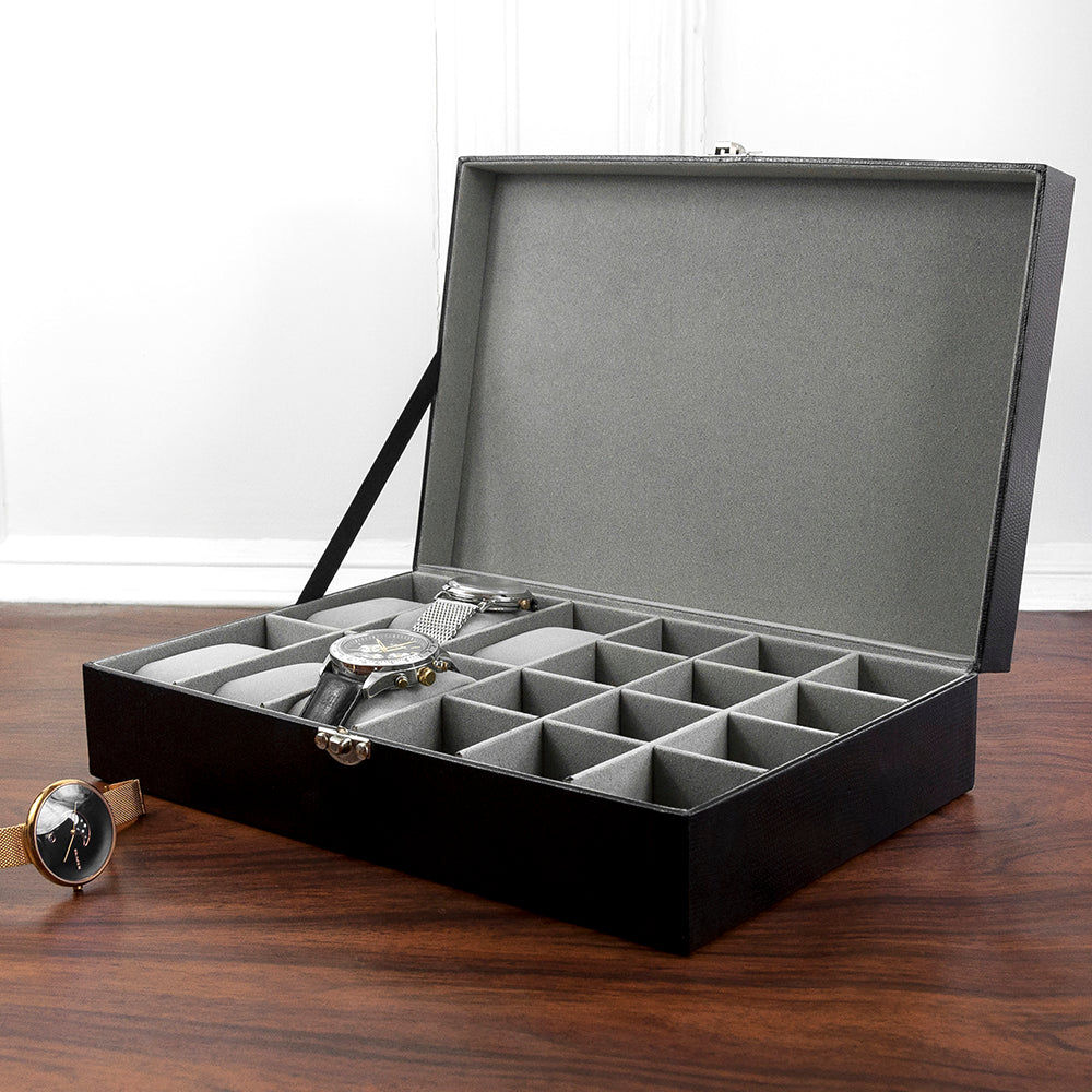 Personalized Watch and Cufflinks Box  Watch and Cufflinks Boxes Deeply Engraved
