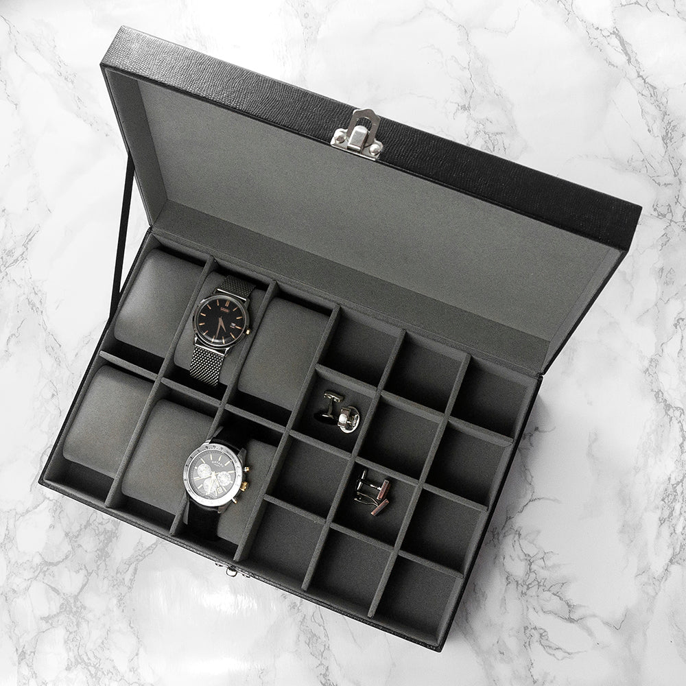 Personalized Watch and Cufflinks Box  Watch and Cufflinks Boxes Deeply Engraved