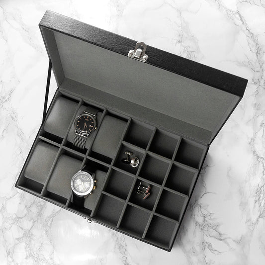Personalized Watch and Cufflinks Box  Watch and Cufflinks Boxes Deeply Engraved
