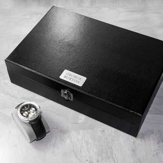 Personalized Watch and Cufflinks Box  Watch and Cufflinks Boxes Deeply Engraved