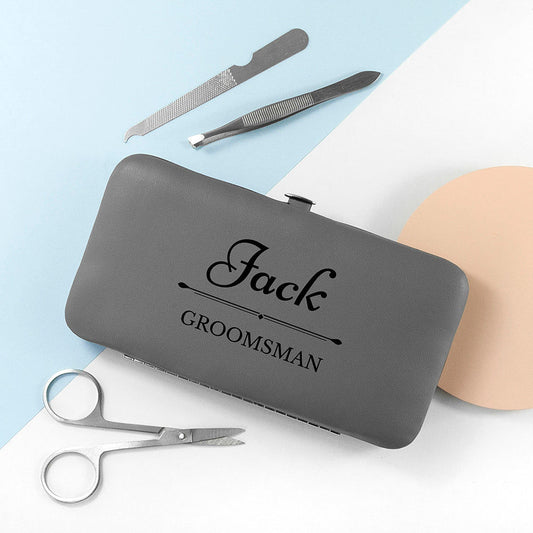 Personalized Wedding Grooming Kit in Grey  Grooming Set Deeply Engraved