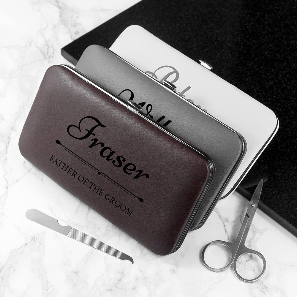 Personalized Wedding Grooming Kit in Grey  Grooming Set Deeply Engraved