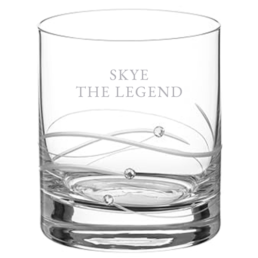 Personalized Whiskey Glass with Swarovski Crystals  Whiskey Glasses Deeply Engraved