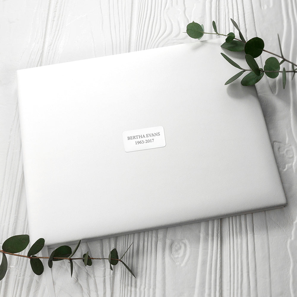 Personalized White Leather Funeral-condolence-Guest Book