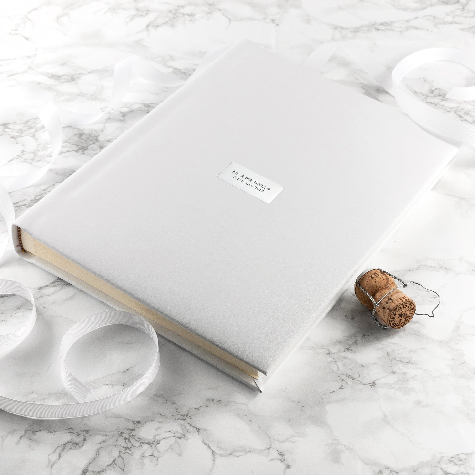 Personalized White Leather Photo Album  Photo Albums Deeply Engraved