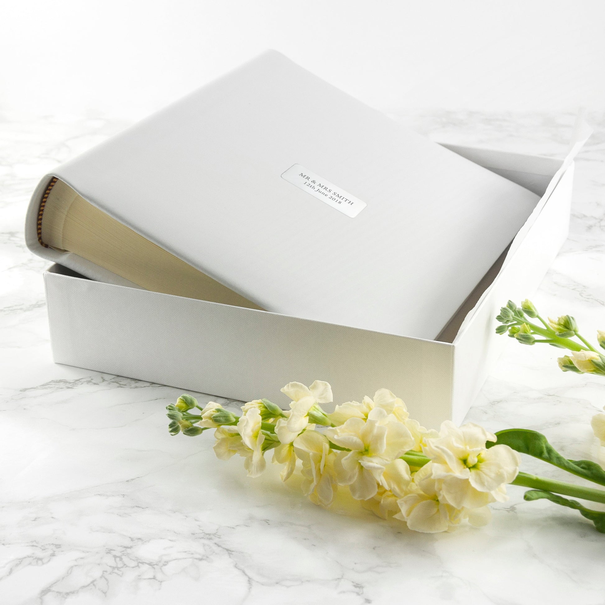 Personalized White Leather Photo Album  Photo Albums Deeply Engraved