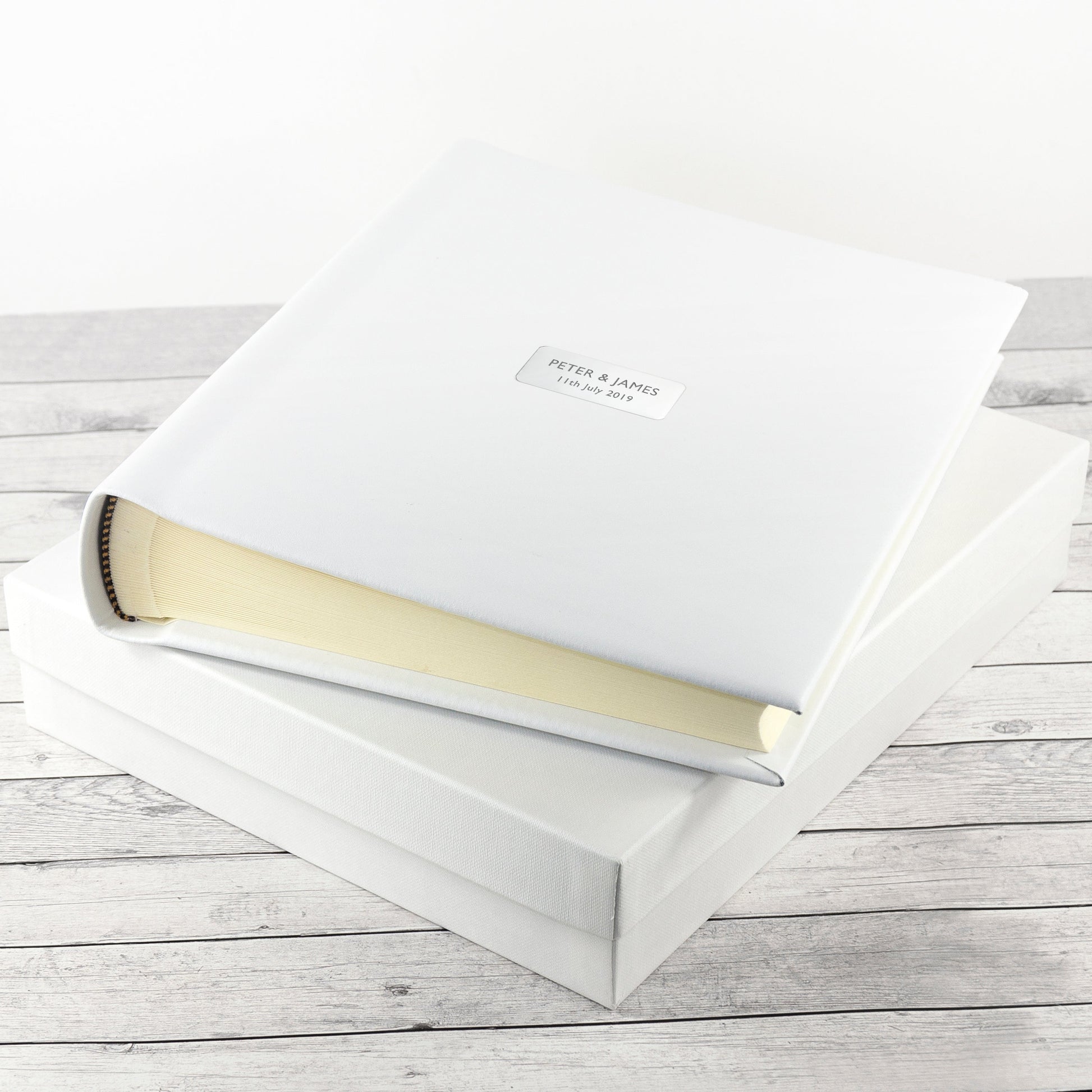 Personalized White Leather Photo Album  Photo Albums Deeply Engraved