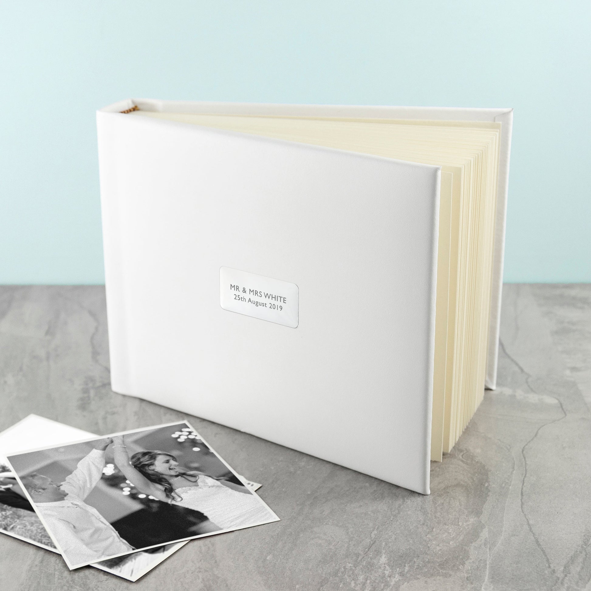 Personalized White Leather Photo Album  Photo Albums Deeply Engraved