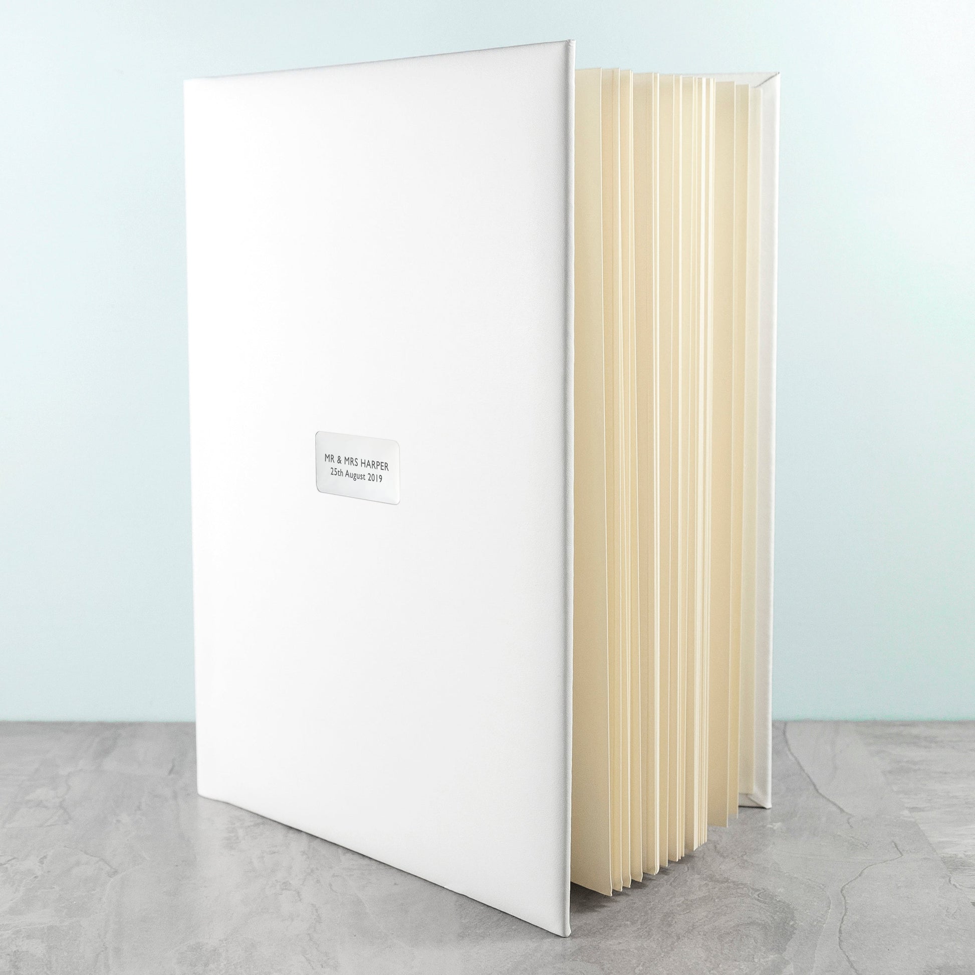 Personalized White Leather Photo Album  Photo Albums Deeply Engraved