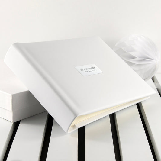 Personalized White Leather Photo Album  Photo Albums Deeply Engraved