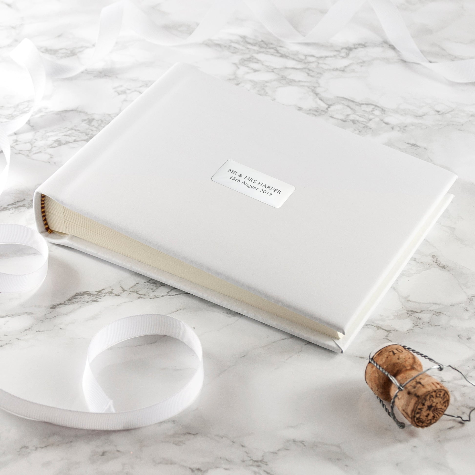 Personalized White Leather Photo Album  Photo Albums Deeply Engraved