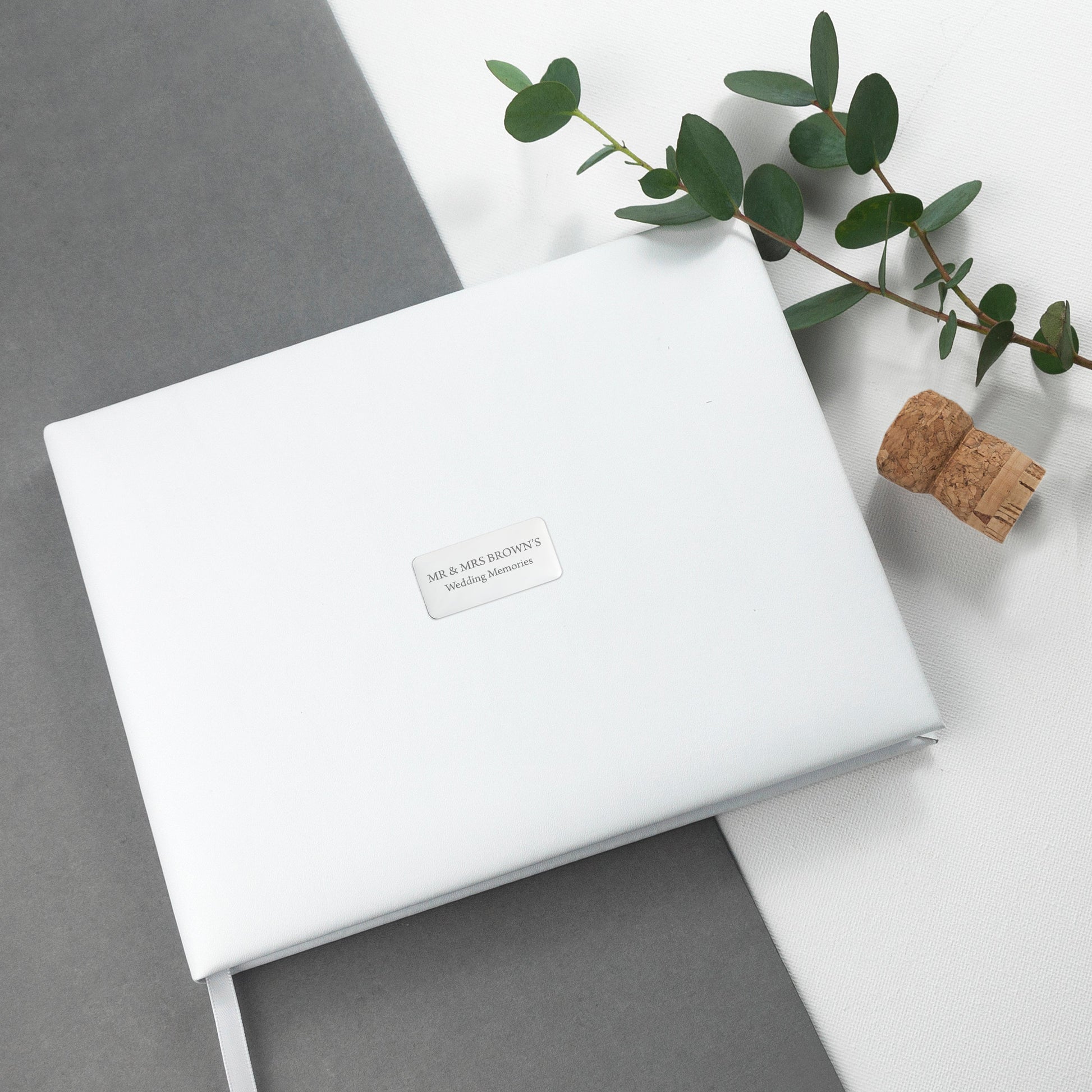 Personalized White Leather Wedding Guest Book  Leather Books Deeply Engraved