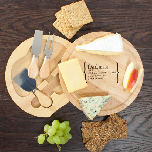 Personalized Your Own Definition Round Cheese Board with Knives  Wooden Cheese Boards Deeply Engraved