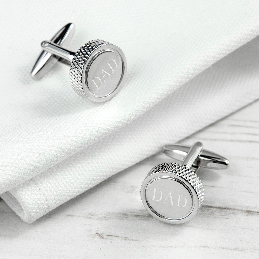 Custom Round Rhodium Plated Cufflinks