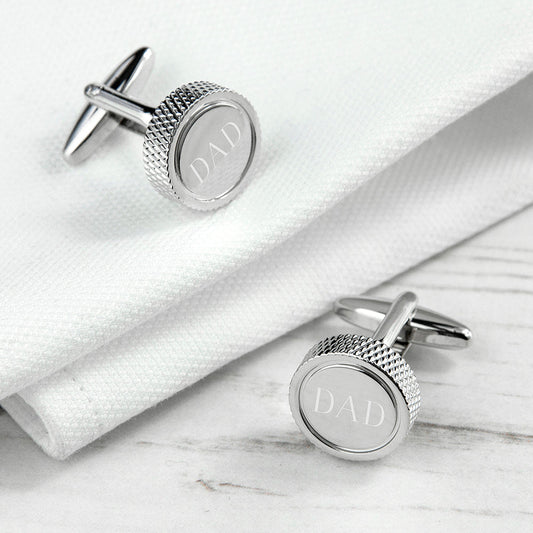 Custom Round Rhodium Plated Cufflinks