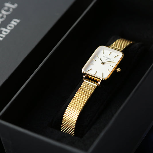 Petite Personalized Handwriting Engraved Watch – Gold Mesh  Ladies' Watches Deeply Engraved