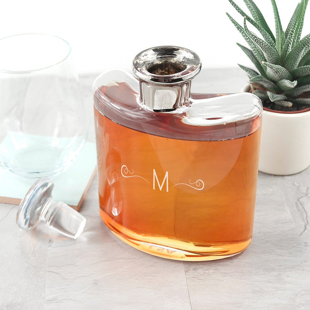 Platinum LSA Monogrammed Flask Decanter  Decanters Deeply Engraved