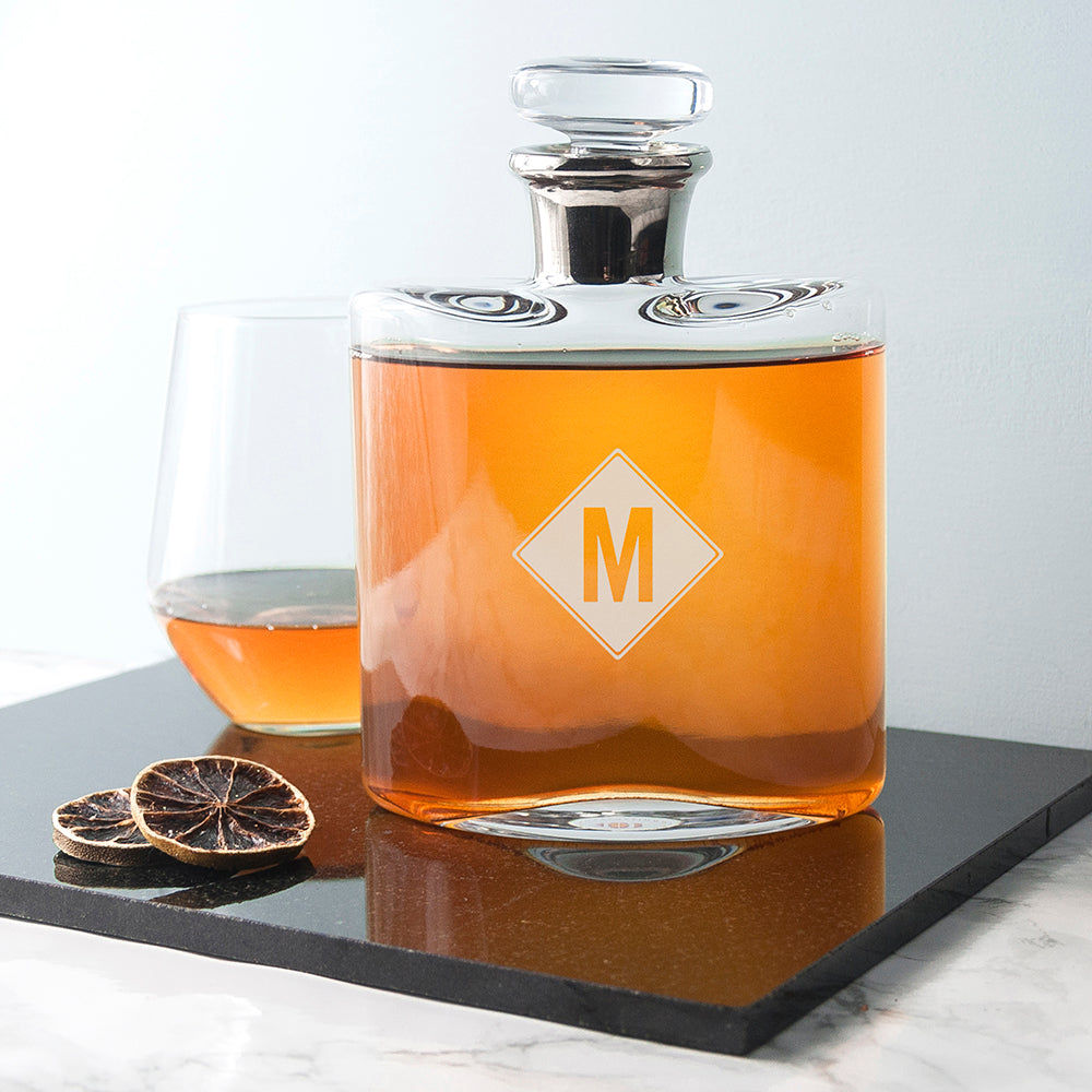 Platinum LSA Monogrammed Flask Decanter  Decanters Deeply Engraved