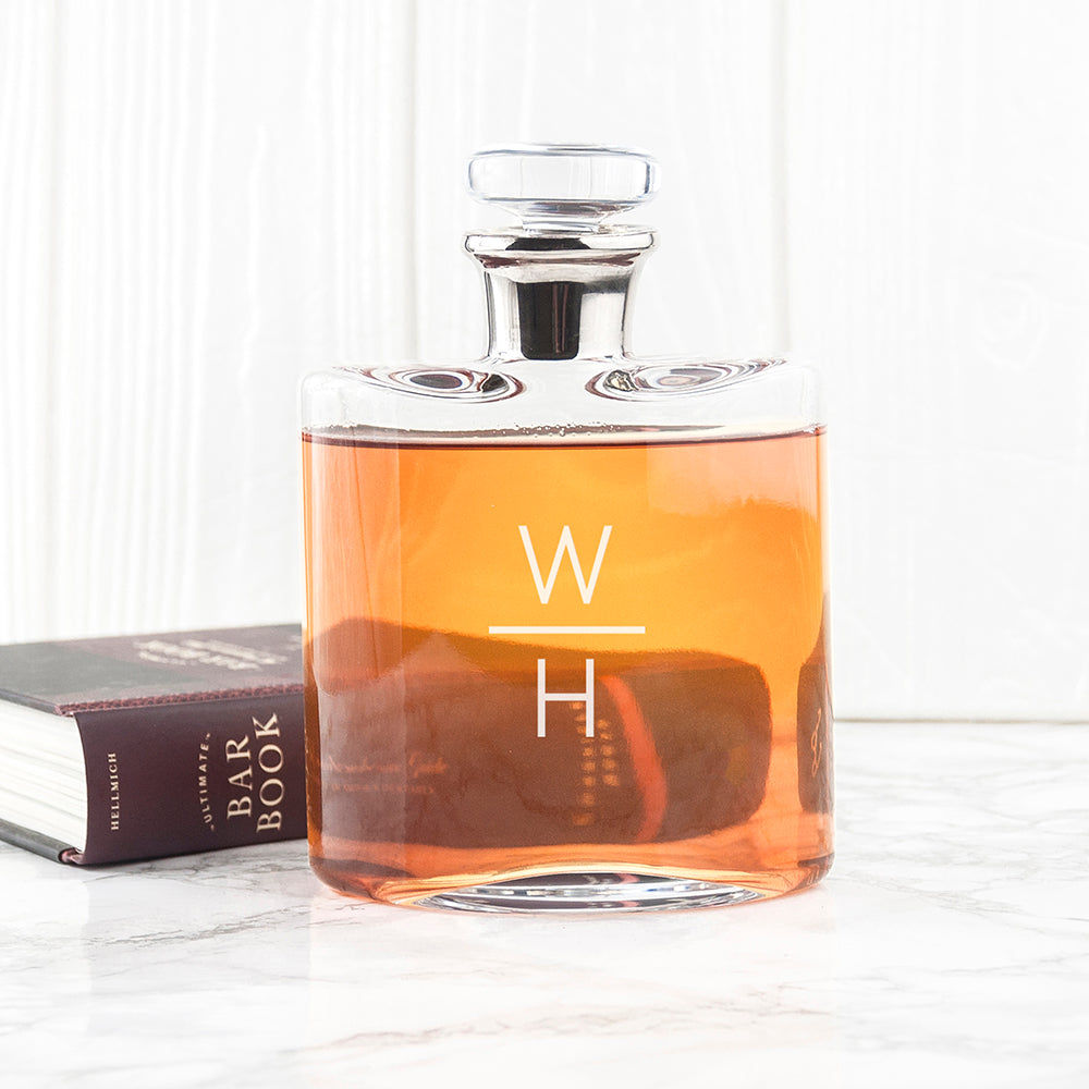 Platinum LSA Monogrammed Flask Decanter  Decanters Deeply Engraved