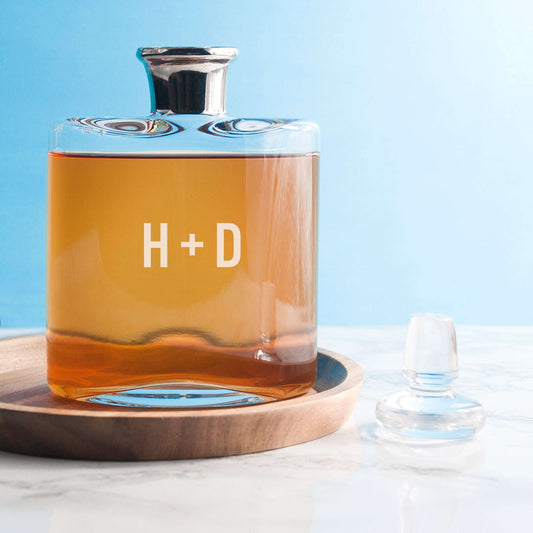Platinum LSA Monogrammed Flask Decanter  Decanters Deeply Engraved