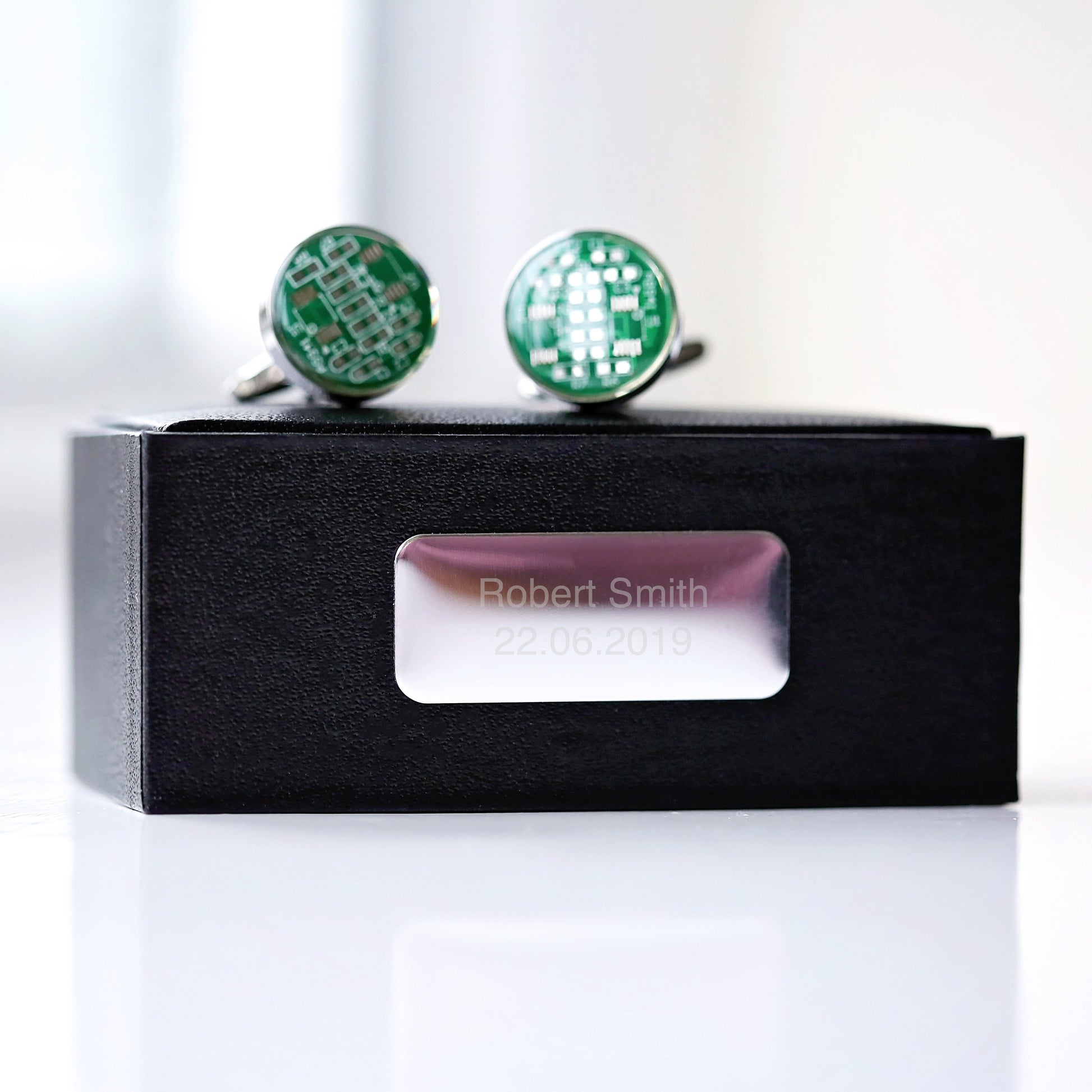 Real Circuit board Cufflinks + Personalized Box| Tech Cufflinks | Personalized Gift for Engineers & Tech Professionals