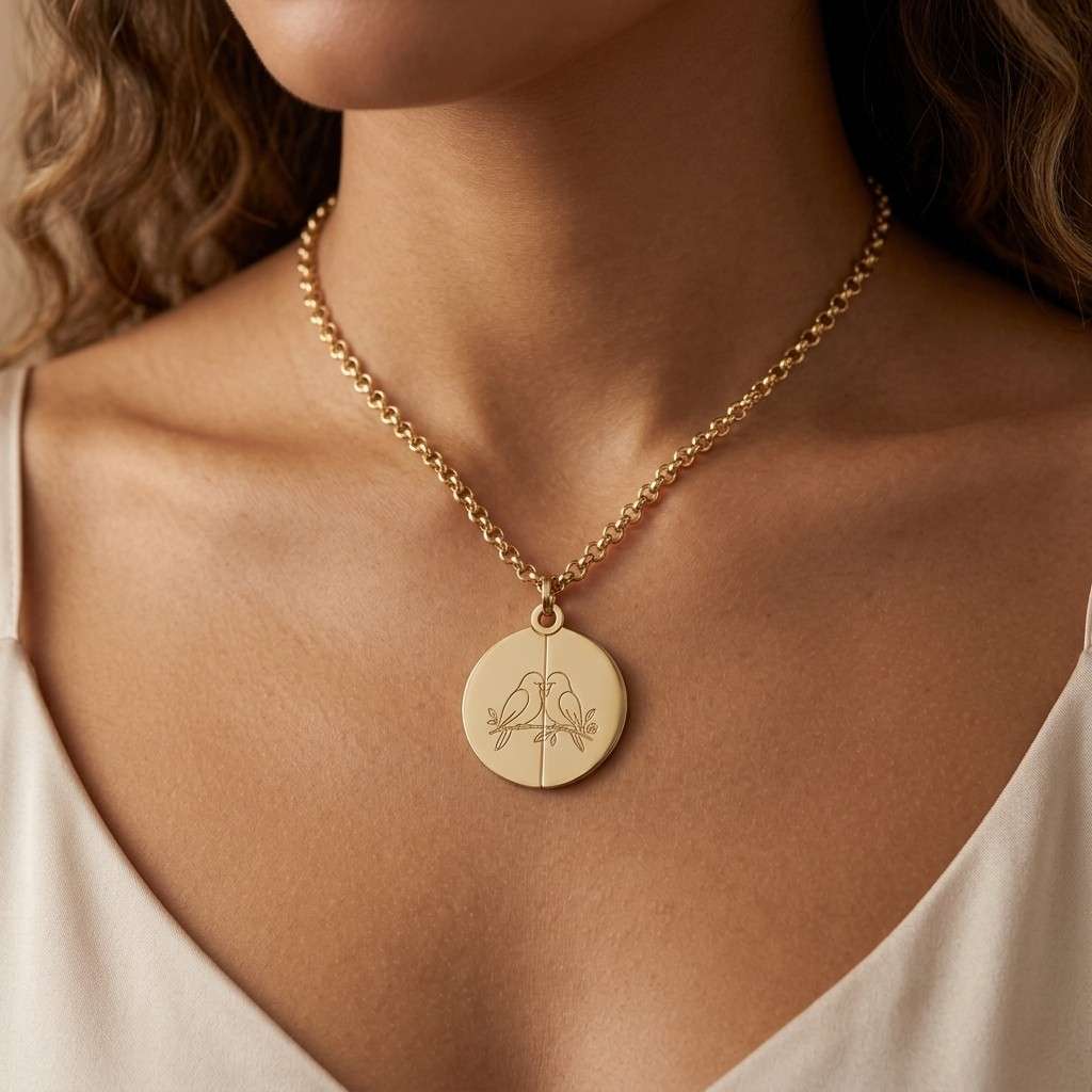 Lovebirds Reveal Locket: Engraved-Secret Message Necklace