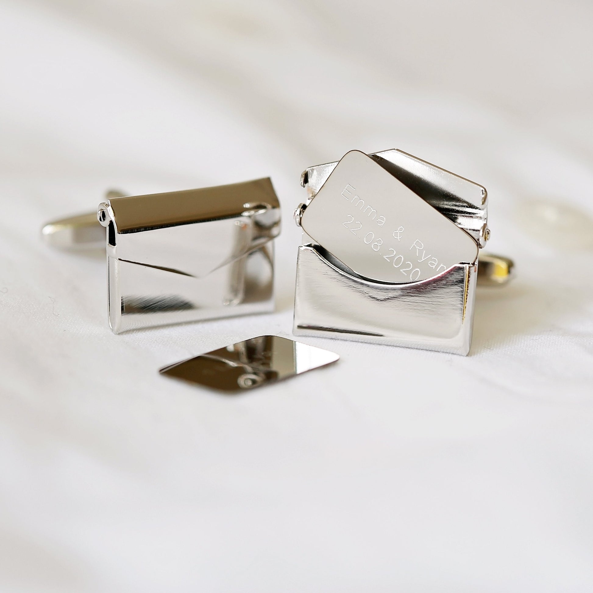 Secret Message Engraved Cufflinks + Luxury Engraved Gift Box  Cufflinks Deeply Engraved