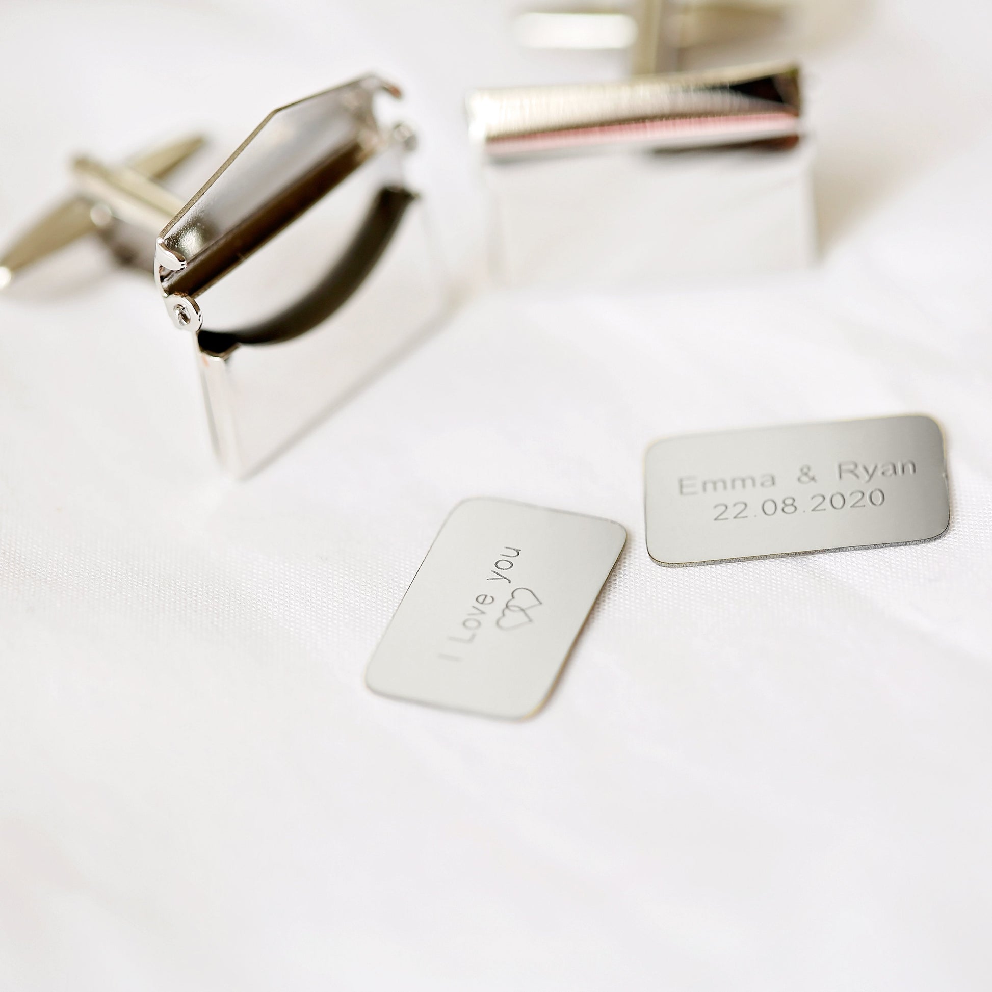 Secret Message Engraved Cufflinks + Luxury Engraved Gift Box  Cufflinks Deeply Engraved