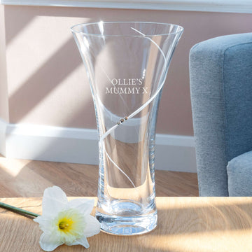 Seraphina Flare Vase | Personalized Swarovski Crystal Glass  Glass Vase Deeply Engraved