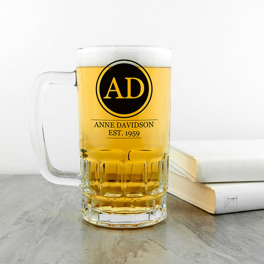 Signature Monogram 740g Heavyweight Beer Stein  Beer Mugs Deeply Engraved