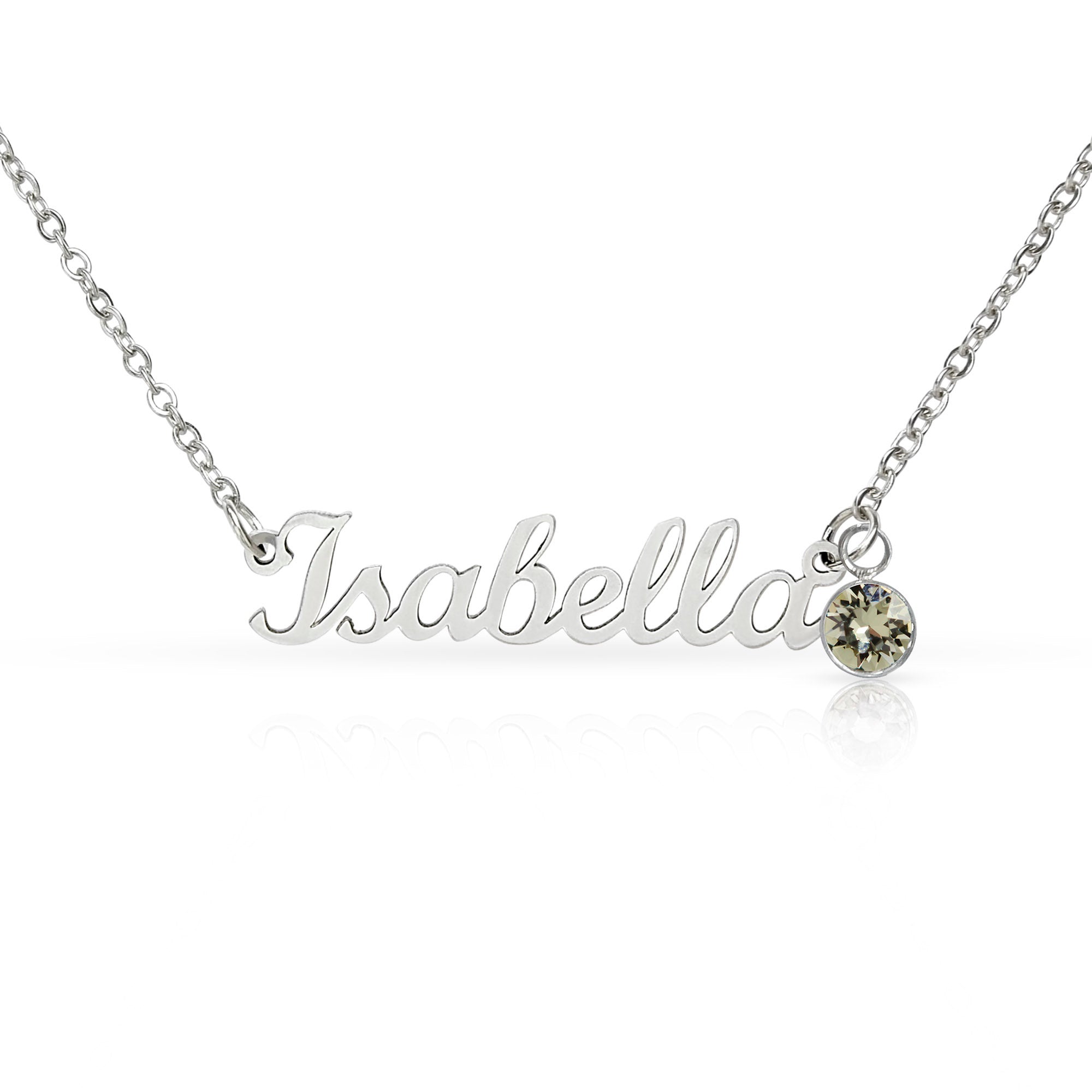 personalized-Custom Name Necklace with-april Birthstone-silver