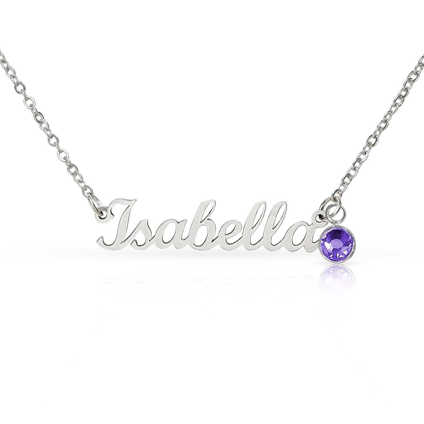 Custom Name Necklace with June-Birthstone-silver