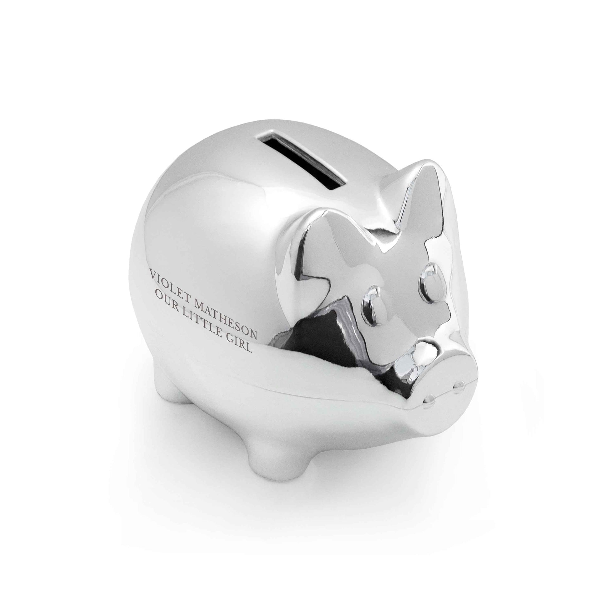 Silver Personalized Piggy Bank  Money Boxes Deeply Engraved