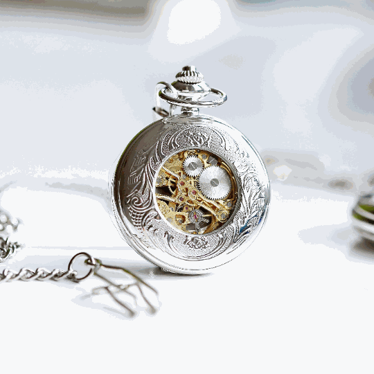 Skeleton Pocket Watch - Handwriting Engraved  Pocket Watches Deeply Engraved