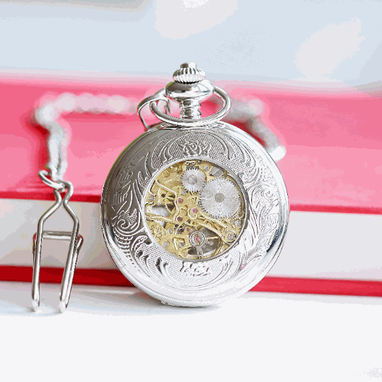 Skeleton Pocket Watch - Handwriting Engraved  Pocket Watches Deeply Engraved