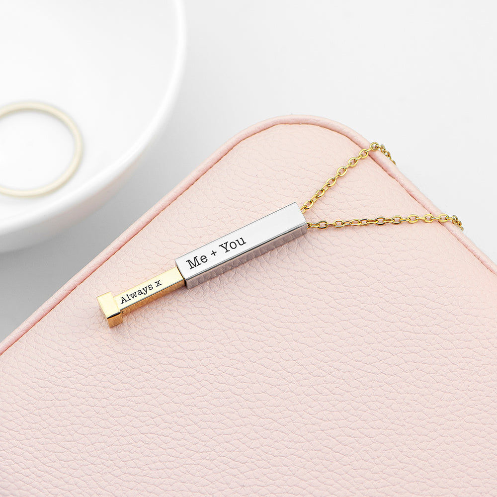Sliding Secret Message Bar Necklace  Necklaces Deeply Engraved