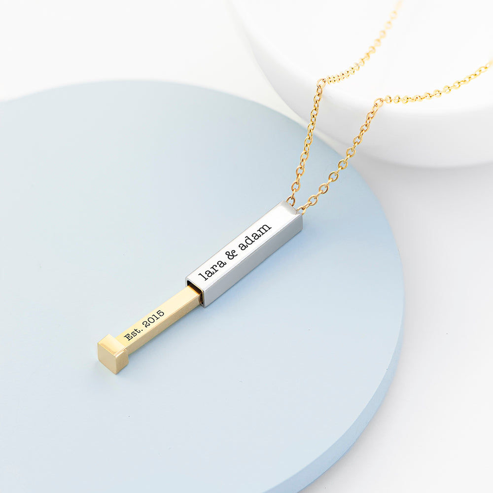 Sliding Secret Message Bar Necklace  Necklaces Deeply Engraved