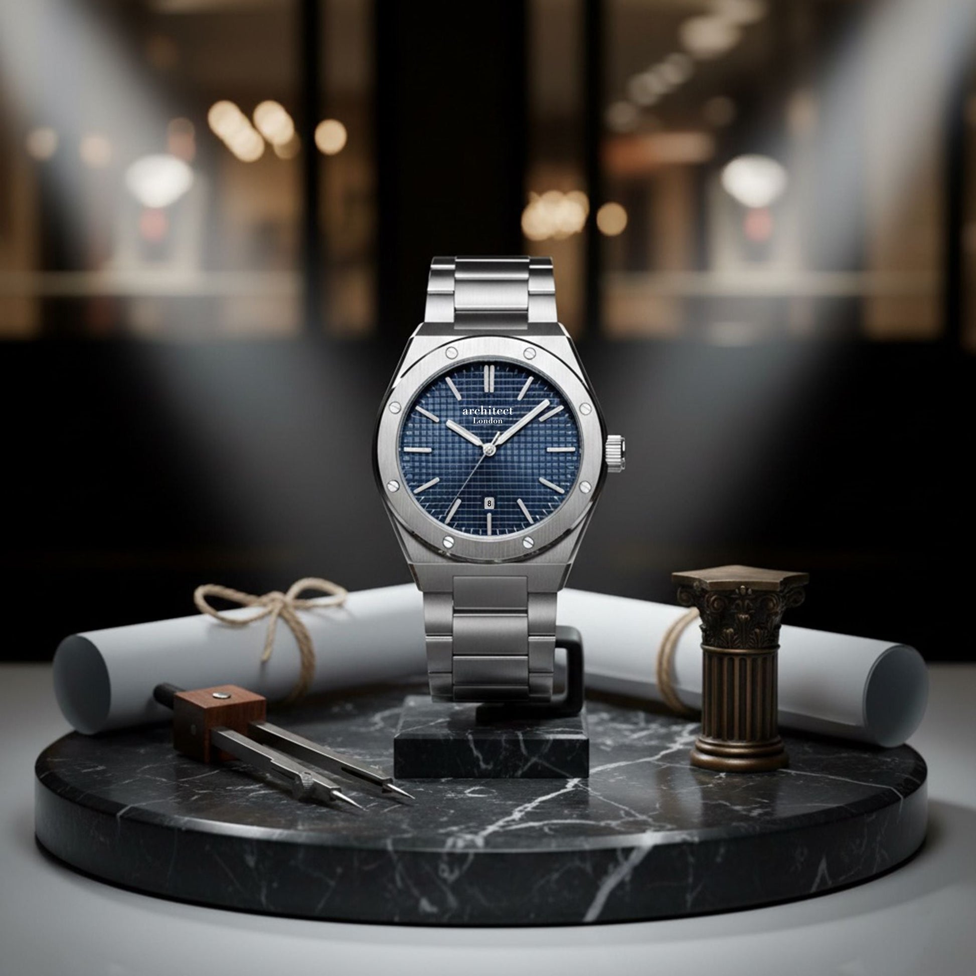 Soho – Personalized Stainless Steel Watch (Blue Dial)  Men's Watches Deeply Engraved