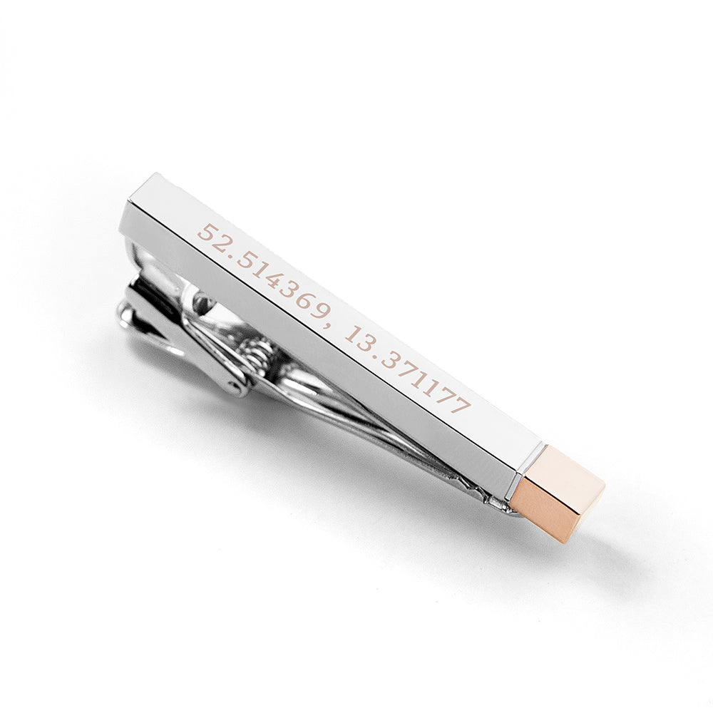 Special Coordinates Two Tone Tie Clip  Tie Clips Deeply Engraved