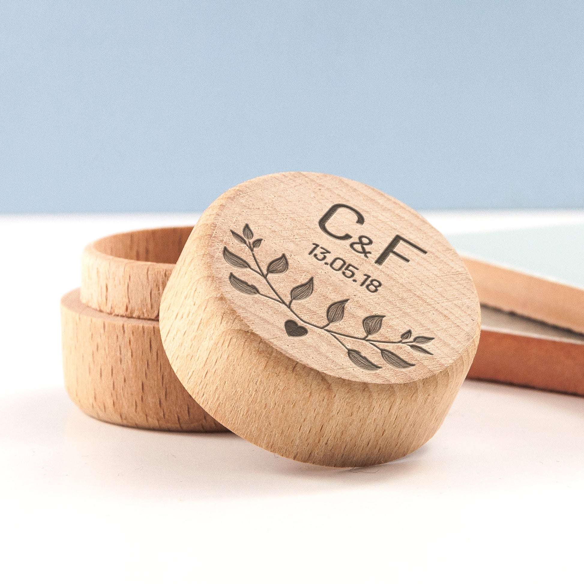Special Date Personalised Wooden Ring Box  Wedding Ring Boxes Deeply Engraved