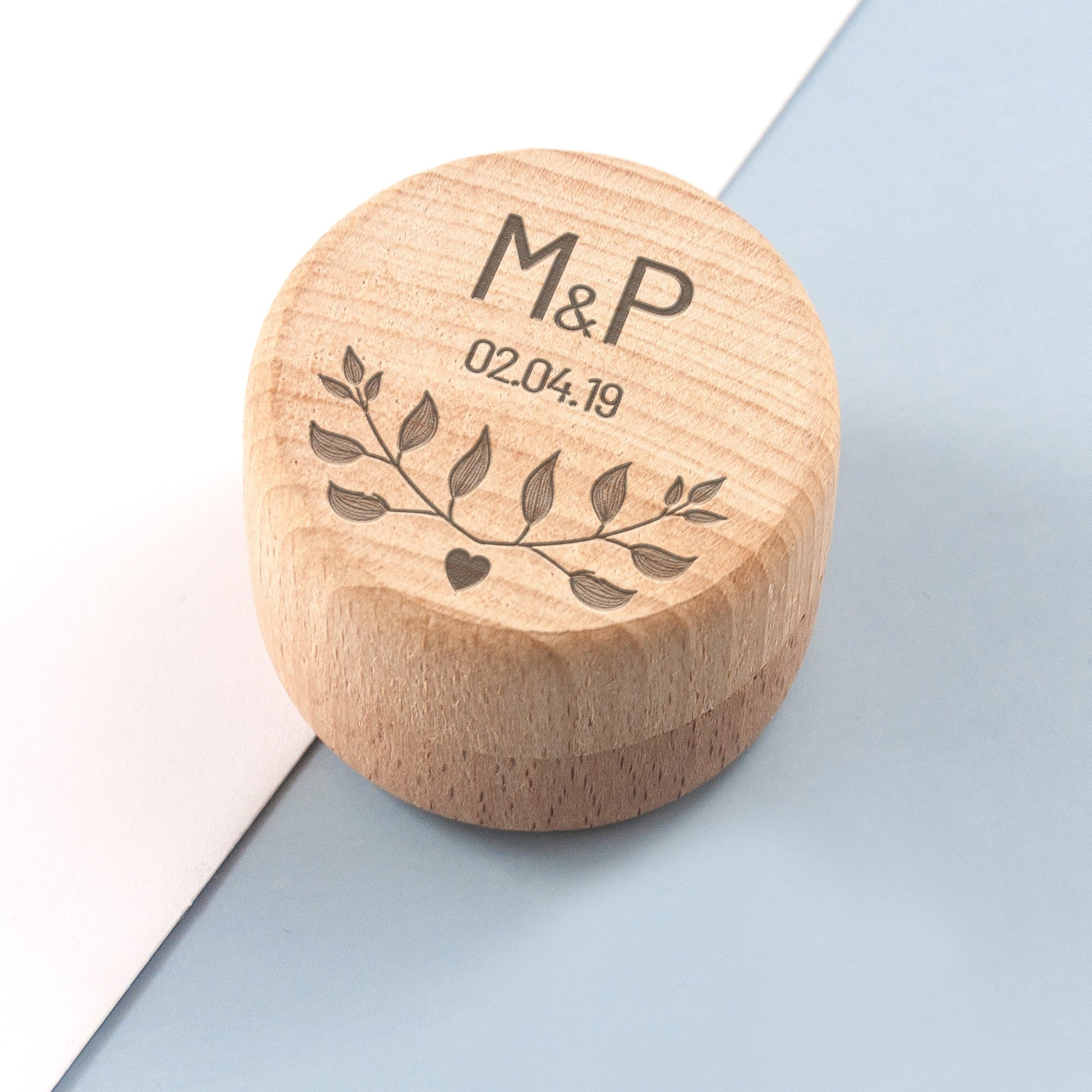 Special Date Personalised Wooden Ring Box  Wedding Ring Boxes Deeply Engraved