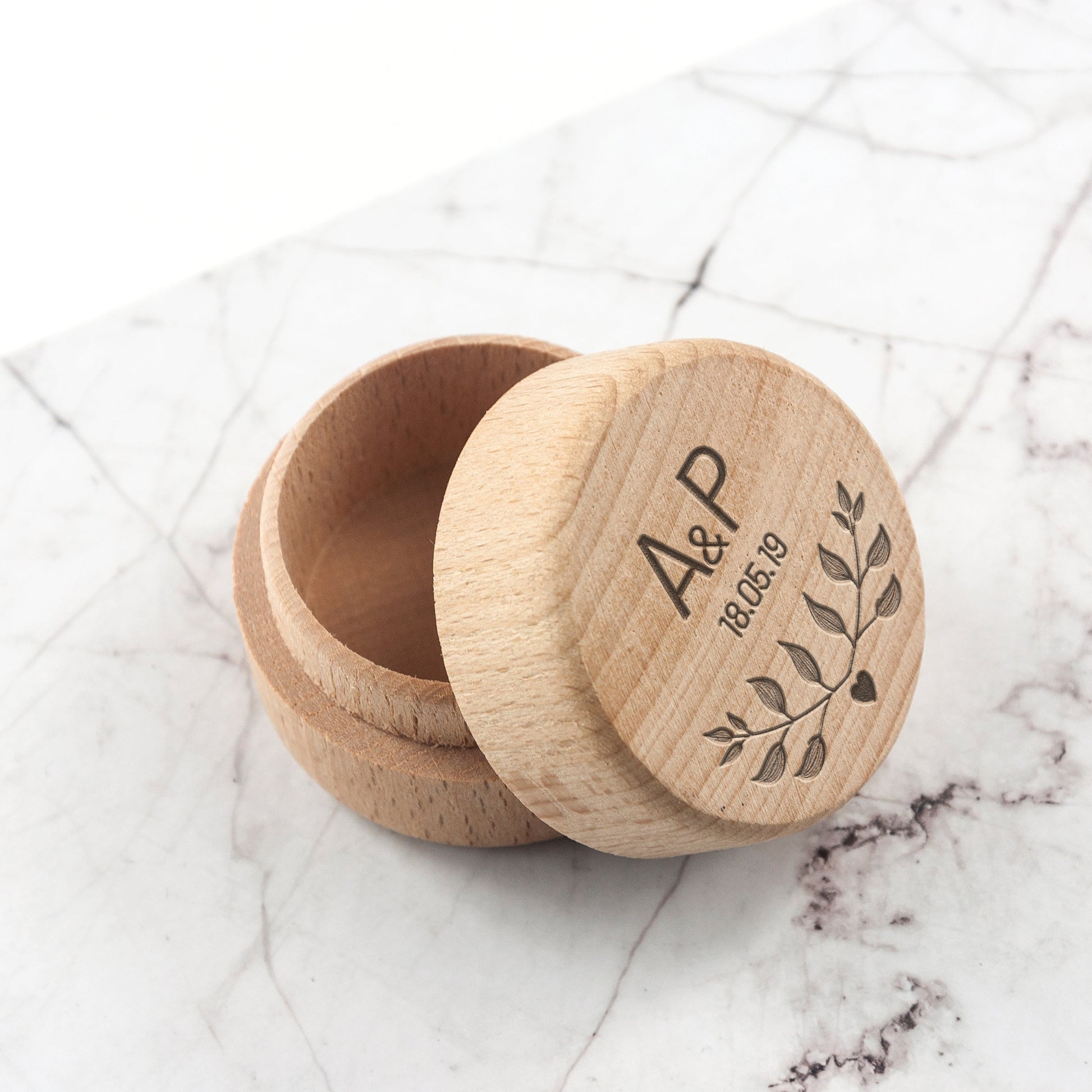 Special Date Personalised Wooden Ring Box  Wedding Ring Boxes Deeply Engraved